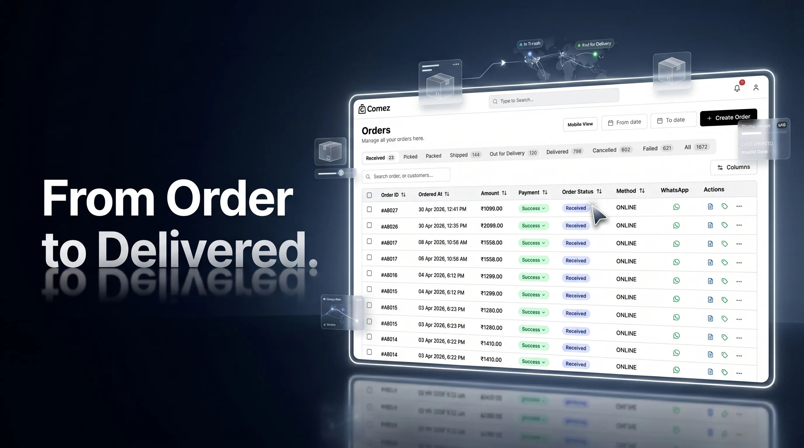 The Comez unified order management dashboard