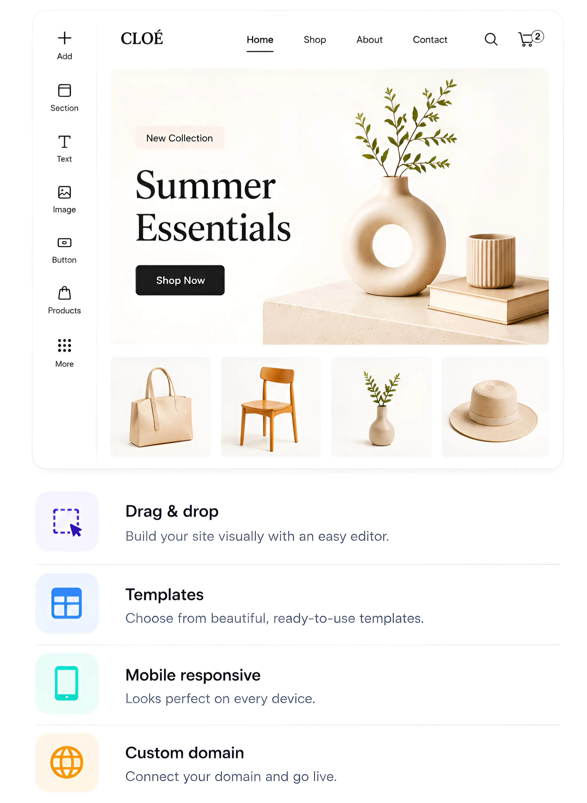 The Comez website builder editor